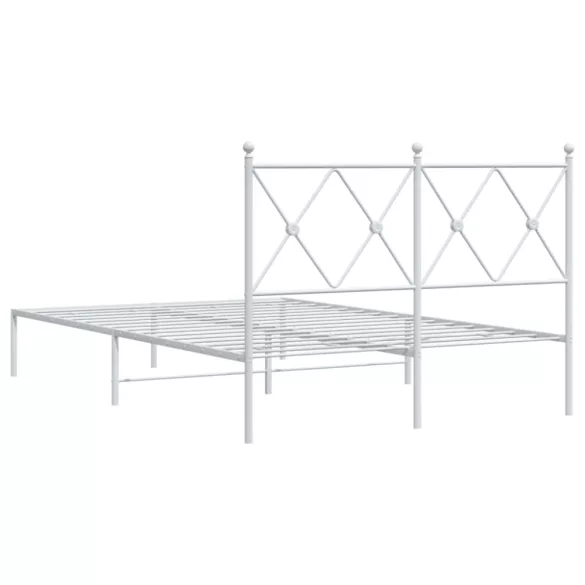 fehér fém ágykeret fejtámlával 120 x 200 cm