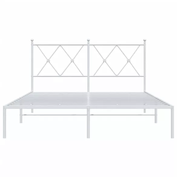 fehér fém ágykeret fejtámlával 135 x 190 cm