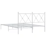 fehér fém ágykeret fejtámlával 135 x 190 cm