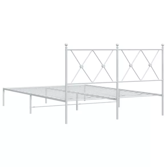fehér fém ágykeret fejtámlával 135 x 190 cm