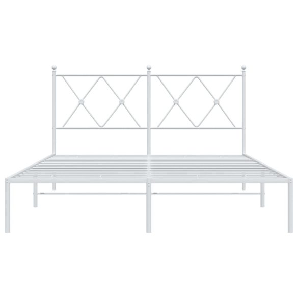 fehér fém ágykeret fejtámlával 140 x 200 cm