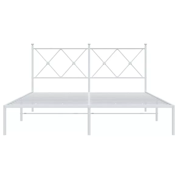 fehér fém ágykeret fejtámlával 150 x 200 cm
