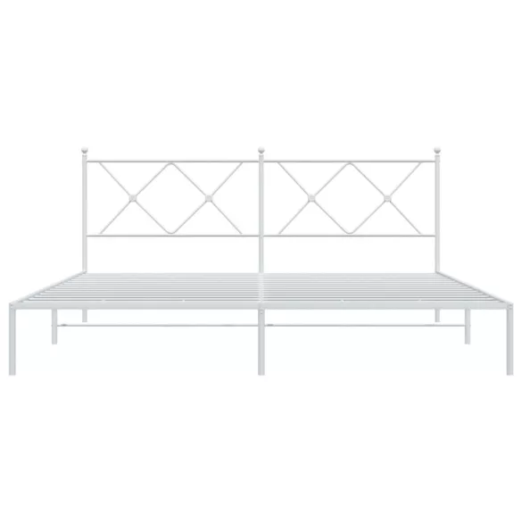 fehér fém ágykeret fejtámlával 183 x 213 cm