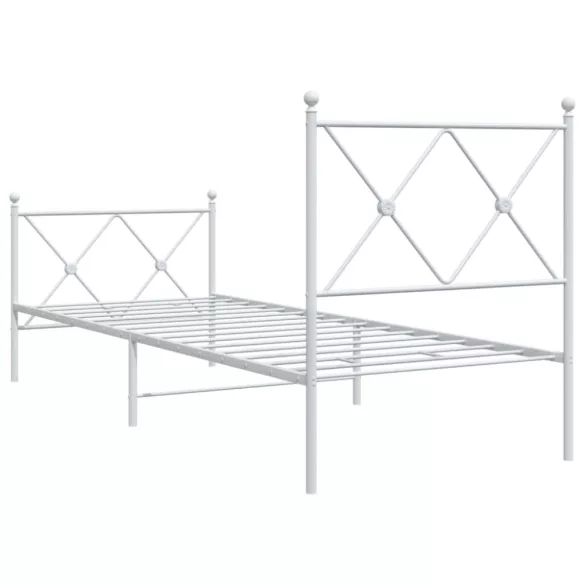 fehér fém ágykeret fej- és lábtámlával 80x200 cm