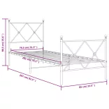 fehér fém ágykeret fej- és lábtámlával 80x200 cm