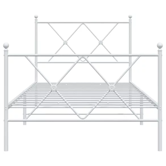 fehér fém ágykeret fej- és lábtámlával 90 x 190 cm
