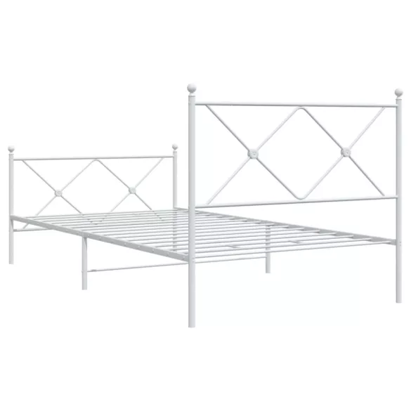 fehér fém ágykeret fej- és lábtámlával 100 x 190 cm
