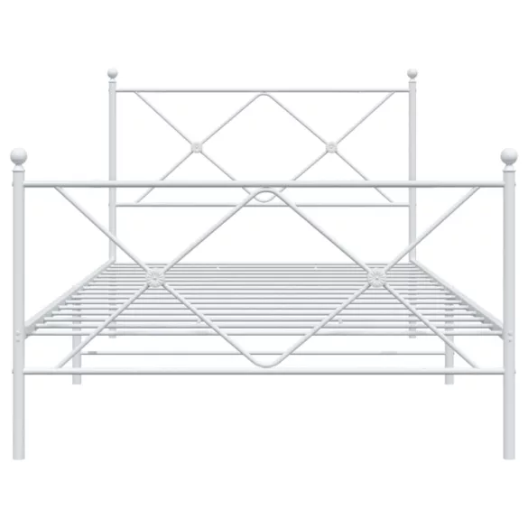 fehér fém ágykeret fej- és lábtámlával 107 x 203 cm