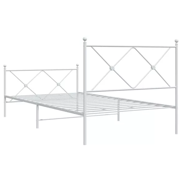 fehér fém ágykeret fej- és lábtámlával 107 x 203 cm