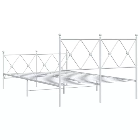 fehér fém ágykeret fej- és lábtámlával 120 x 190 cm