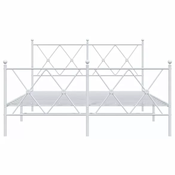 fehér fém ágykeret fej- és lábtámlával 137x190 cm