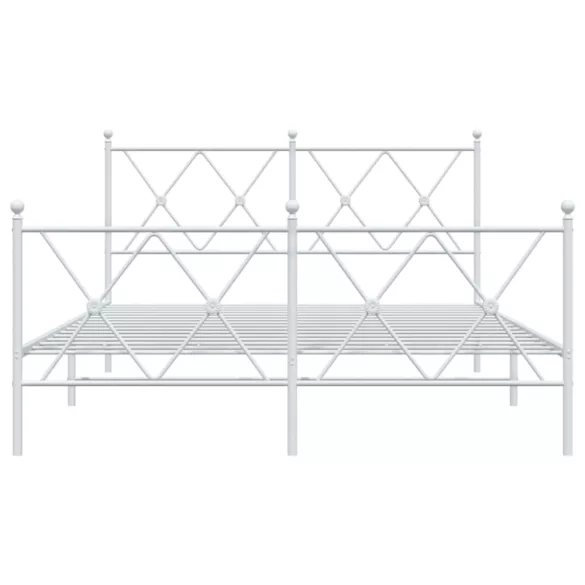 fehér fém ágykeret fej- és lábtámlával 140 x 190 cm