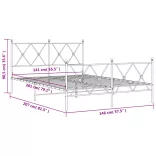 fehér fém ágykeret fej- és lábtámlával 140x200 cm