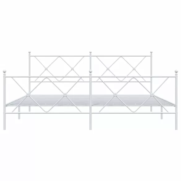 fehér fém ágykeret fej- és lábtámlával 183 x 213 cm