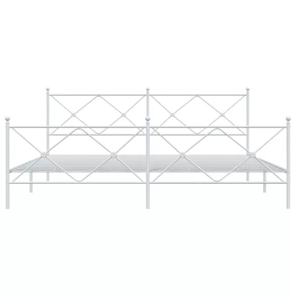 fehér fém ágykeret fej- és lábtámlával 200x200 cm