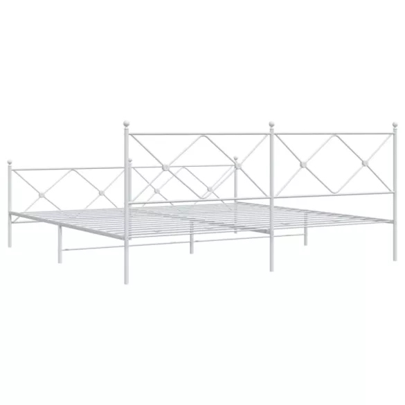 fehér fém ágykeret fej- és lábtámlával 200x200 cm