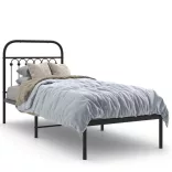 fekete fém ágykeret fejtámlával 75 x 190 cm