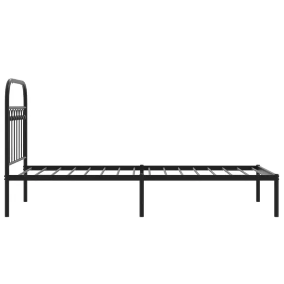 fekete fém ágykeret fejtámlával 75 x 190 cm