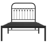 fekete fém ágykeret fejtámlával 90 x 200 cm