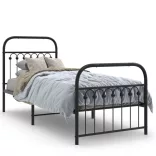 fekete fém ágykeret fej- és lábtámlával 75 x 190 cm