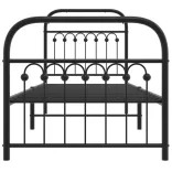 fekete fém ágykeret fej- és lábtámlával 75 x 190 cm