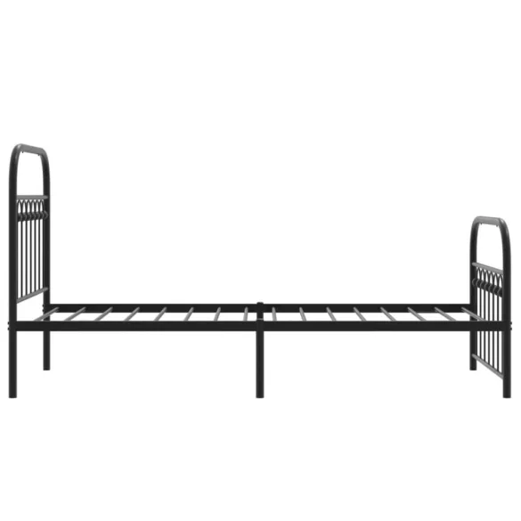 fekete fém ágykeret fej- és lábtámlával 75 x 190 cm