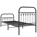 fekete fém ágykeret fej- és lábtámlával 75 x 190 cm