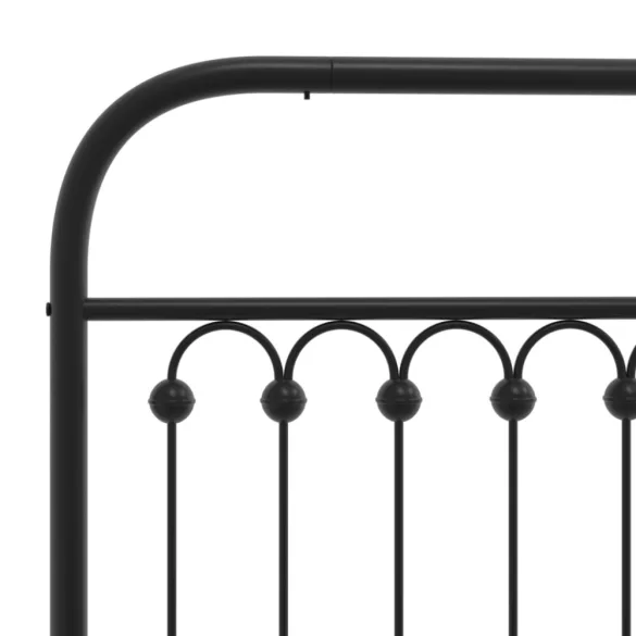 fekete fém ágykeret fej- és lábtámlával 183 x 203 cm