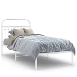 fehér fém ágykeret fejtámlával 90x190 cm