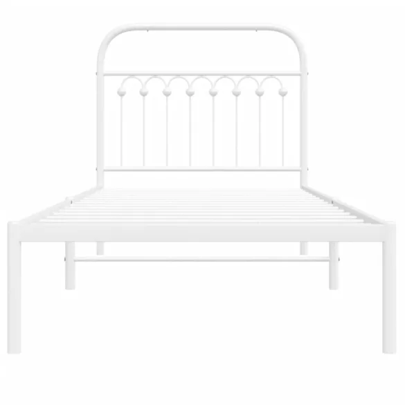 fehér fém ágykeret fejtámlával 90x190 cm
