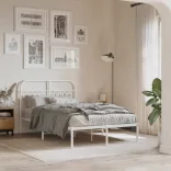 fehér fém ágykeret fejtámlával 120 x 200 cm