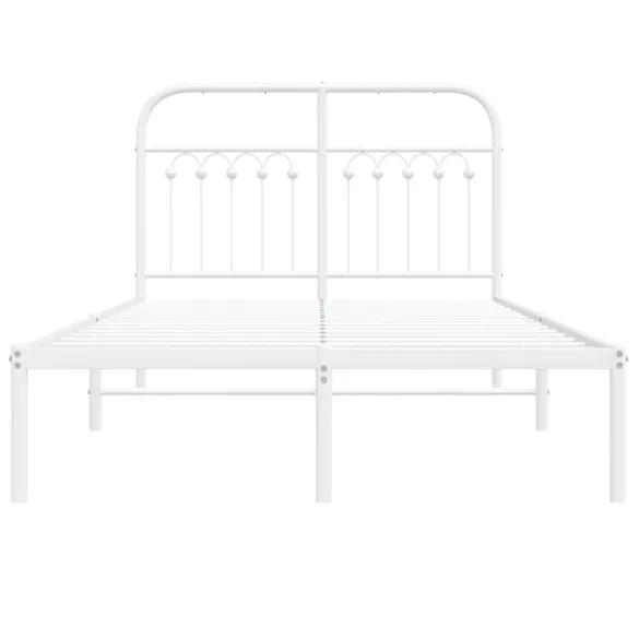 fehér fém ágykeret fejtámlával 120 x 200 cm
