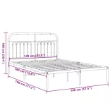 fehér fém ágykeret fejtámlával 140 x 190 cm