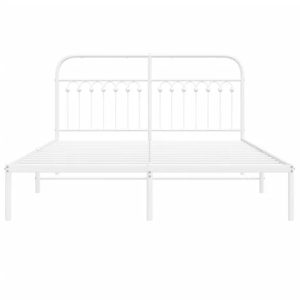 fehér fém ágykeret fejtámlával 150 x 200 cm