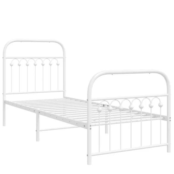 fehér fém ágykeret fej- és lábtámlával 80x200 cm