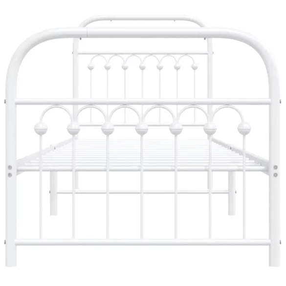 fehér fém ágykeret fej- és lábtámlával 80x200 cm