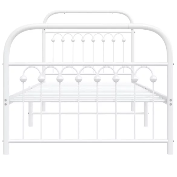 fehér fém ágykeret fej- és lábtámlával 90x200 cm