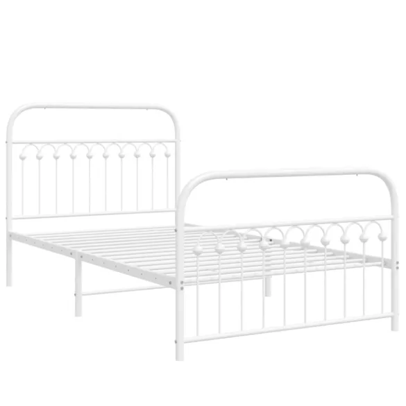 fehér fém ágykeret fej- és lábtámlával 107 x 203 cm