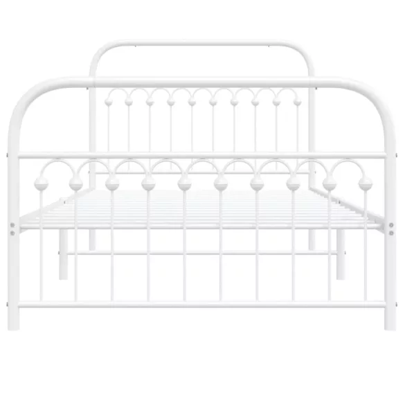 fehér fém ágykeret fej- és lábtámlával 107 x 203 cm