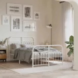 fehér fém ágykeret fej- és lábtámlával 120x200 cm