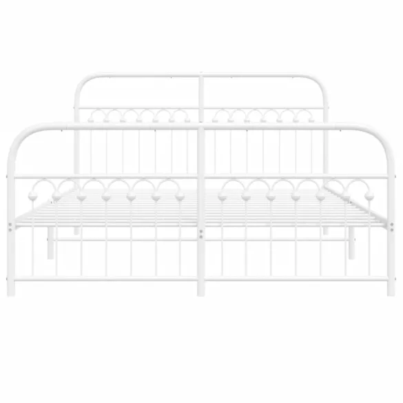 fehér fém ágykeret fej- és lábtámlával 150x200 cm