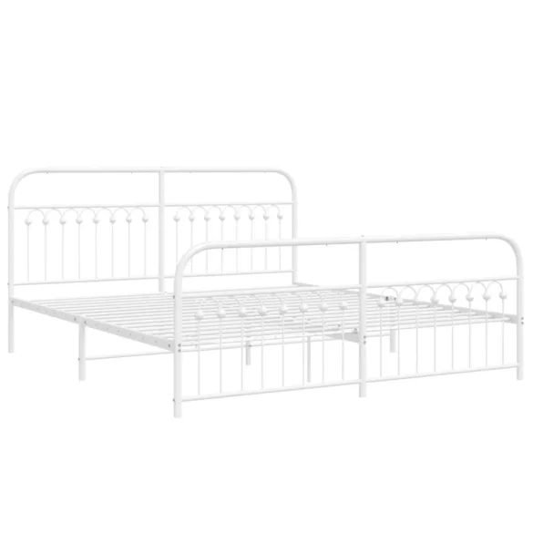 fehér fém ágykeret fej- és lábtámlával 183 x 203 cm