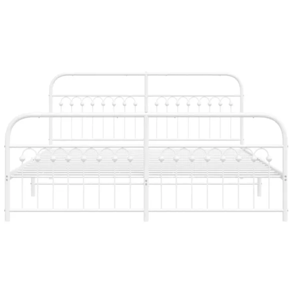 fehér fém ágykeret fej- és lábtámlával 183 x 203 cm
