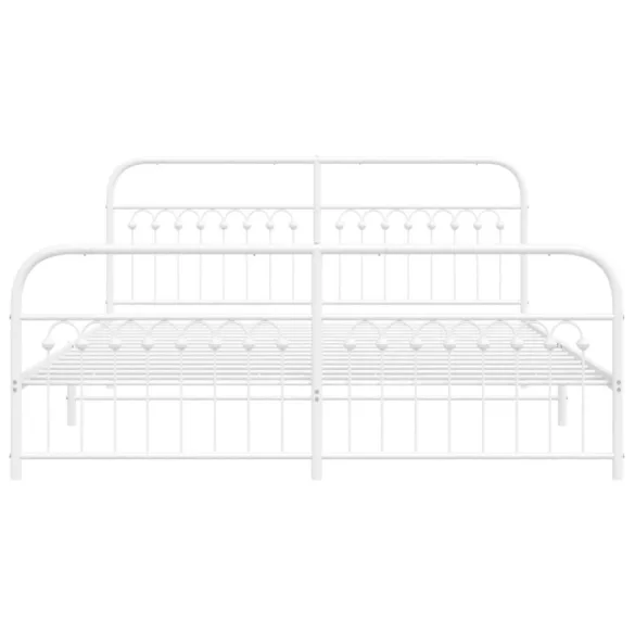 fehér fém ágykeret fej- és lábtámlával 183 x 213 cm