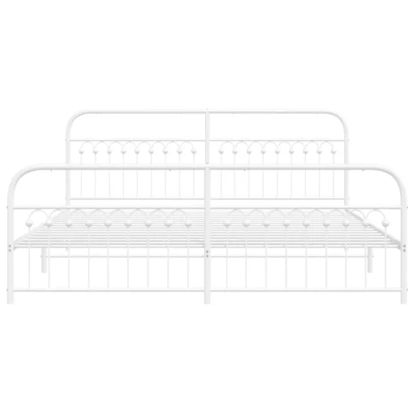 fehér fém ágykeret fej- és lábtámlával 193 x 203 cm
