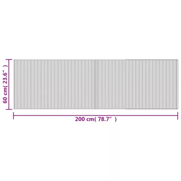 négyszögletű barna bambusz szőnyeg 60 x 200 cm