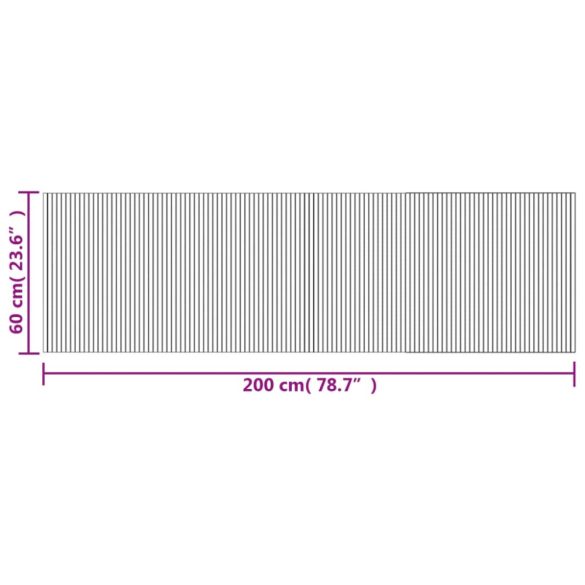 négyszögletű világos természetes bambusz szőnyeg 60 x 200 cm