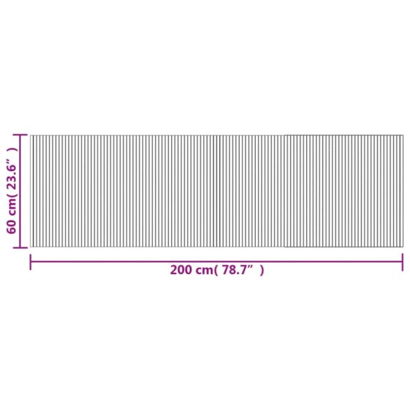 négyszögletű sötétbarna bambusz szőnyeg 60 x 200 cm