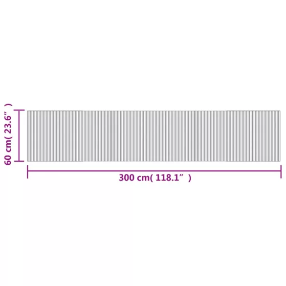 négyszögletű barna bambusz szőnyeg 60 x 300 cm