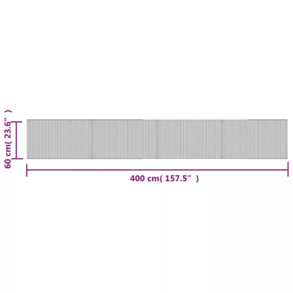 négyszögletű barna bambusz szőnyeg 60 x 400 cm